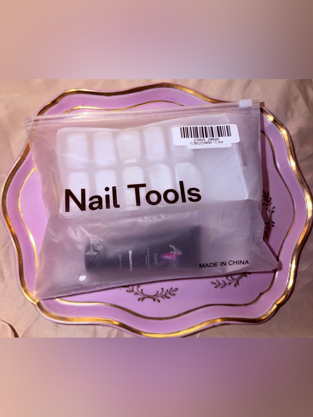 Clear Vinyl Zip Pouch - 'Nail Tools' Printed